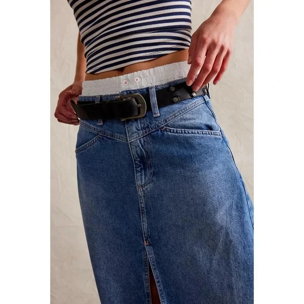 NWT Free People Come As You Are Denim Maxi Skirt - Picture 15 of 15
